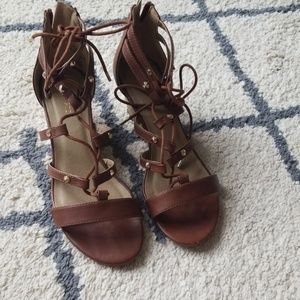 Brown wedge sandals